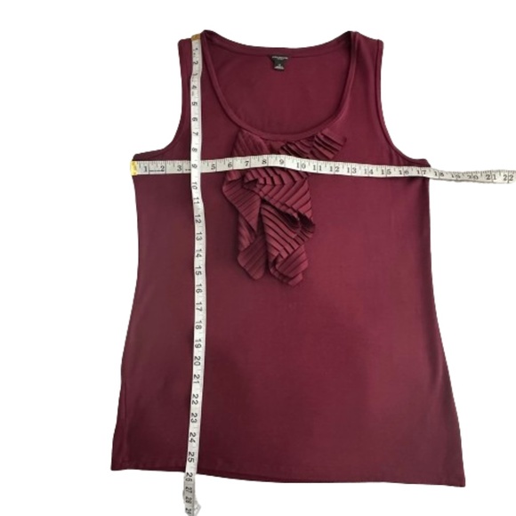 Ann Taylor Women's Medium Burgundy/Maroon Scoop Neckline Ruffled Tank Top - Picture 12 of 14